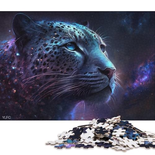 Puzzle für Erwachsene, 1000 Teile, kosmisches Tier-Leoparden-Puzzle für Erwachsene, Holzpuzzle für Sommerliebhaber, 75 x 50 cm von LiJianXXS