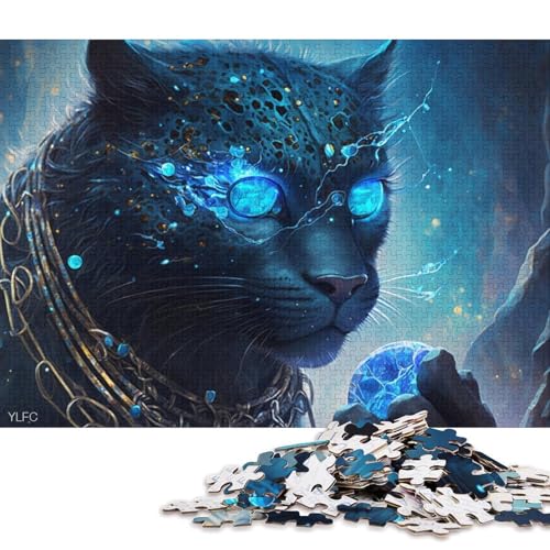 Puzzle für Erwachsene, 1000 Teile, magischer schwarzer Leopardenkrieger, Puzzle für Erwachsene, Holzpuzzle, tolle Geschenke zu Weihnachten, 75 x 50 cm von LiJianXXS