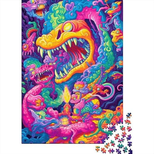 Puzzle für Erwachsene, 1000 Teile, psychedelische, Bunte Monster, Holzpuzzle, schwierige Puzzles, Lernspielzeug, Geschenk, Puzzlespiele, Größe: 75 x 50 cm von LiJianXXS