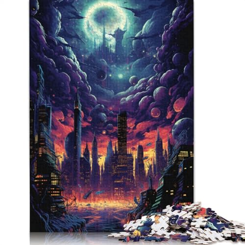 Puzzle für Erwachsene, 1000 Teile, psychedelisches New Yorker Skyline-Puzzle für Erwachsene, Holzpuzzle, Lernpuzzle, Familienspiel, 75 x 50 cm von LiJianXXS