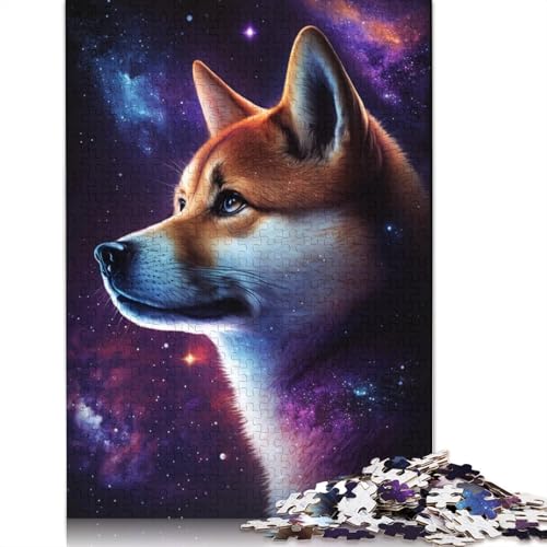 Puzzle für Erwachsene, 1000-teiliges Galaxy Shiba Inu-Puzzle für Kinder, Holzpuzzle, entspannendes, geistiges Lernspielzeug (Größe 75 x 50 cm) von LiJianXXS