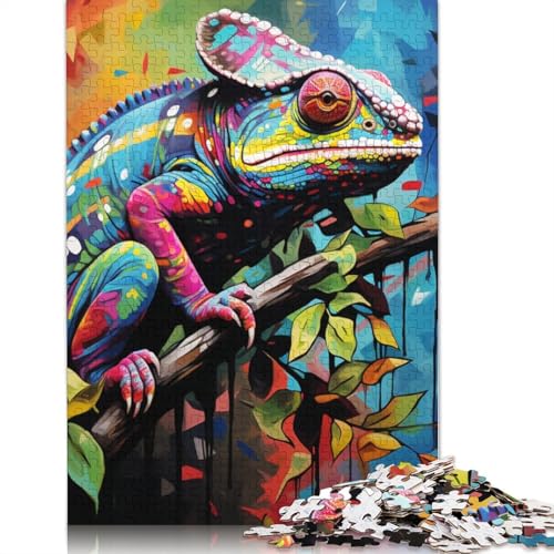 Puzzle für Erwachsene, Art Chamäleon, 1000 Teile, Kartonpuzzle für Erwachsene und Kinder ab 12 Jahren, Lernspiel, Herausforderungsspielzeug, Größe: 38 x 26 cm von LiJianXXS