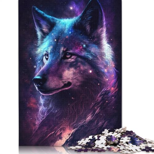 Puzzle für Erwachsene, Art Galaxy Wolf, 1000-teiliges Puzzle, Holzpuzzle für Erwachsene und Kinder ab 12 Jahren, Spielzeug, Denkspiel (Größe 75 x 50 cm) von LiJianXXS