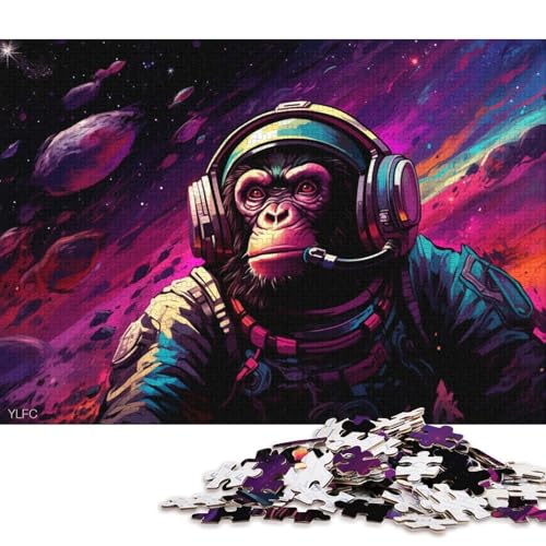 Puzzle für Erwachsene, Astronautenaffe, 1000-teiliges Puzzle für Erwachsene und Kinder ab 12 Jahren, Kartonpuzzle, lustige Puzzlespiele 38x26cm/1000 Teile von LiJianXXS