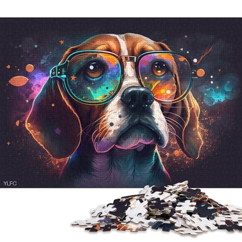 Puzzle für Erwachsene, Beagle mit Brille, 1000-teiliges Puzzle, Kartonpuzzle, Lernspielzeug für Erwachsene und Kinder 38x26cm/1000 Teile von LiJianXXS