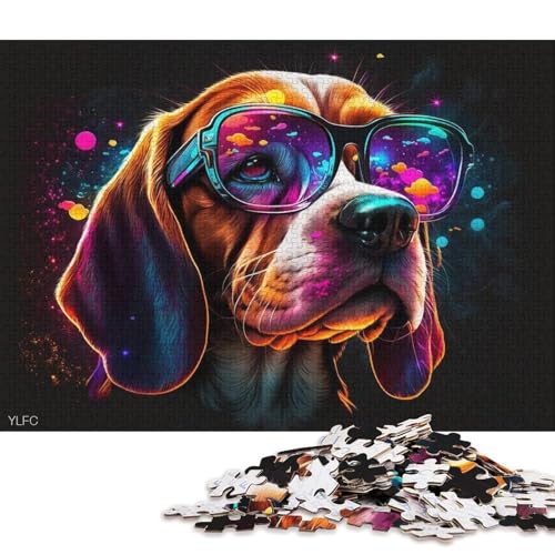 Puzzle für Erwachsene, Beagle mit Brille, 1000-teiliges Puzzle, Kartonpuzzle für Erwachsene und die Familie, tolle Geschenke und Spielzeuge 38x26cm/1000 Teile von LiJianXXS