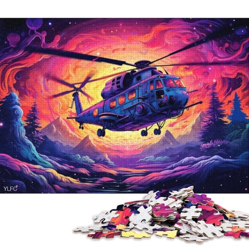 Puzzle für Erwachsene, Bunte Hubschrauber, 1000-teiliges Puzzle für Erwachsene und Kinder ab 12 Jahren, Kartonpuzzle, lustige Puzzlespiele 38x26cm/1000 Teile von LiJianXXS