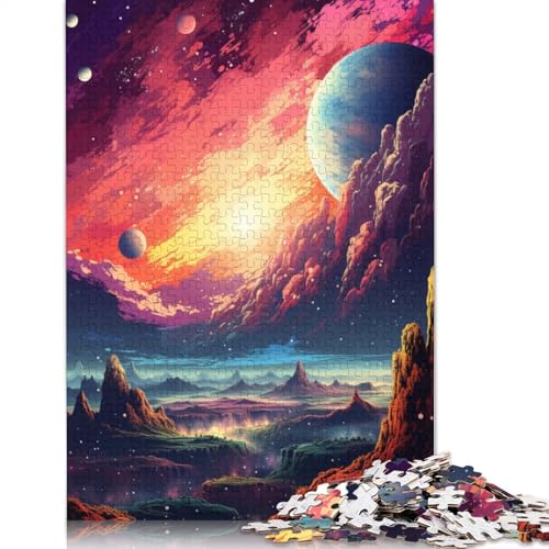 Puzzle für Erwachsene, Bunte Psychedelia der Neonplaneten, 1000 Teile, Puzzle für Erwachsene und Kinder, Papppuzzle für Erwachsene und Kinder ab 12 Jahren, tolles Geschenk für Erwachsene, 38 x 26 cm von LiJianXXS