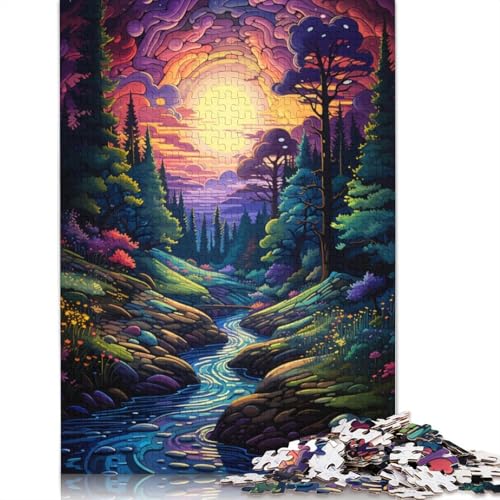 Puzzle für Erwachsene, Bunte psychedelische Sterne im Wald, 1000-teiliges Puzzle aus Karton für Erwachsene und Kinder ab 12 Jahren, Puzzle für Erwachsene, Geschenke, 38 x 26 cm von LiJianXXS