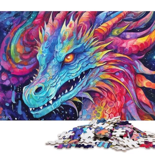 Puzzle für Erwachsene, Bunter Drache, 1000-teiliges Puzzle, Holzpuzzle, Lernspielzeug für Erwachsene und Kinder 75x50cm/1000 Teile von LiJianXXS