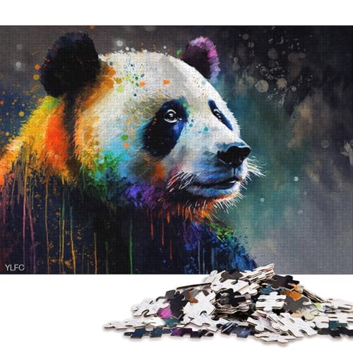 Puzzle für Erwachsene, Bunter Panda, 1000-teiliges Puzzle, Kartonpuzzle für Erwachsene und die Familie, tolle Geschenke und Spielzeuge 38x26cm/1000 Teile von LiJianXXS