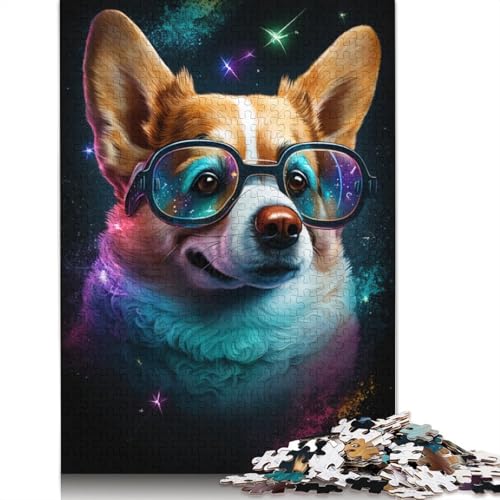 Puzzle für Erwachsene, Corgi mit Brille, 1000-teiliges Puzzle aus Pappe für Erwachsene und Kinder ab 12 Jahren, Spielzeug, Denkspiel (Größe 38 x 26 cm) von LiJianXXS