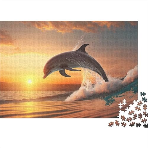 Puzzle für Erwachsene, Delfin-Surfen, Puzzle 1000 Teile für Erwachsene, Holzpuzzle für Erwachsene und Kinder ab 12 Jahren, Familienpuzzlespiel, Größe 50 x 75 cm von LiJianXXS