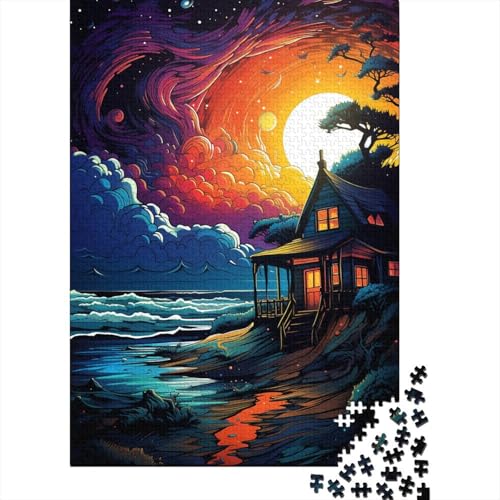 Puzzle für Erwachsene, Fantasie-Puzzle mit farbenfrohen Häusern, 1000 Teile, Holzpuzzle für Erwachsene und Kinder ab 12 Jahren, anspruchsvolles Spielpuzzle 29,53x19,69 Zoll von LiJianXXS