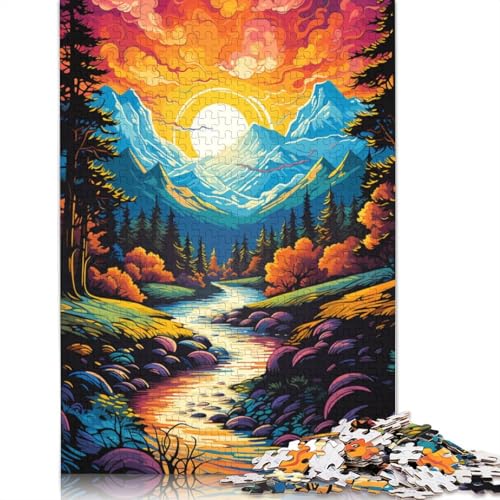 Puzzle für Erwachsene, Fantasielandschaft unter Sonnenuntergang, Puzzle für Erwachsene, 1000 Teile, Kartonpuzzle für Erwachsene und Kinder ab 12 Jahren, für Erwachsene, Puzzlegeschenke, 38 x 26 cm von LiJianXXS