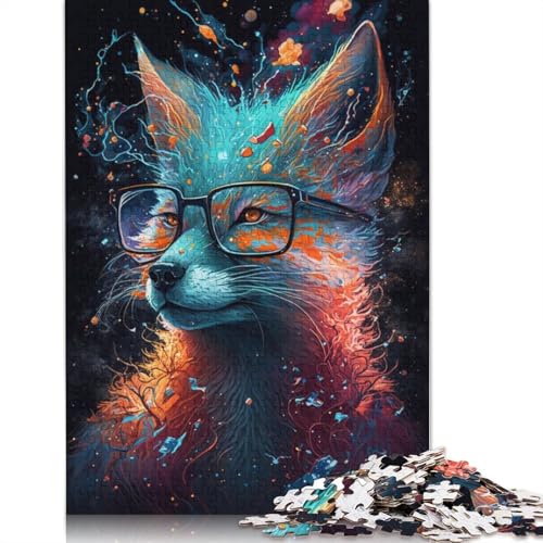 Puzzle für Erwachsene, Fuchs mit Brille, Puzzle für Erwachsene, 1000-teiliges Kartonpuzzle für Erwachsene und Kinder ab 12 Jahren, Stressabbau-Spielzeug (Größe 38 x 26 cm) von LiJianXXS