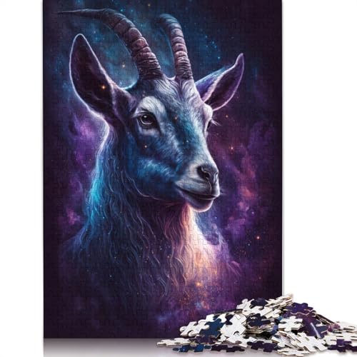 Puzzle für Erwachsene, Galaxie, Ziege, Weltraum, lustige Puzzles für Erwachsene, 1000-teiliges Kartonpuzzle für Erwachsene und Kinder ab 12 Jahren, Spielzeug, Denkspiel (Größe 38 x 26 cm) von LiJianXXS