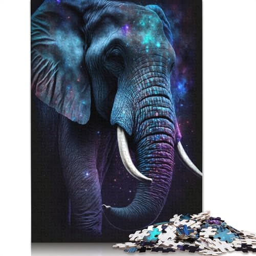 Puzzle für Erwachsene, Galaxie-Sternenelefant, 1000-teiliges Puzzle, Holzpuzzle für Erwachsene und Kinder ab 12 Jahren, Spielzeug, Denkspiel (Größe 75 x 50 cm) von LiJianXXS