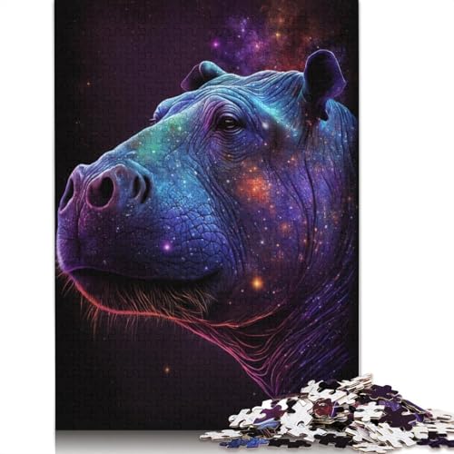 Puzzle für Erwachsene, Galaxie-Tier, Nilpferd, lustiges Puzzle für Erwachsene, 1000-teiliges Kartonpuzzle für Erwachsene und Kinder ab 12 Jahren, Spielzeug, Denkspiel (Größe 38 x 26 cm) von LiJianXXS