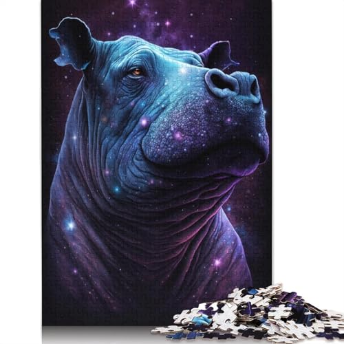 Puzzle für Erwachsene, Galaxie-Tier, Nilpferd, lustiges Puzzle für Erwachsene, 1000-teiliges Kartonpuzzle für Erwachsene und Kinder ab 12 Jahren, Spielzeug, Denkspiel (Größe 38 x 26 cm) von LiJianXXS