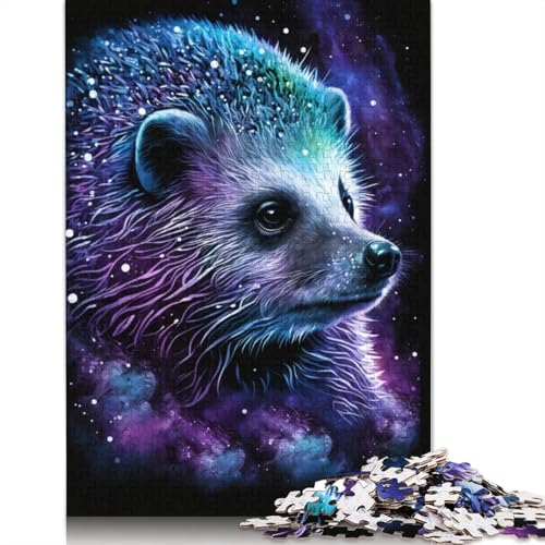 Puzzle für Erwachsene, Galaxie-Tier-Igel, lustiges Puzzle für Erwachsene, 1000-teiliges Holzpuzzle für Erwachsene und Kinder ab 12 Jahren, Spielzeug, Denkspiel (Größe 75 x 50 cm) von LiJianXXS