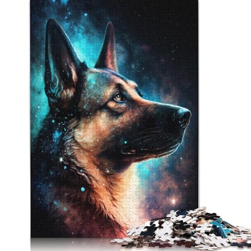 Puzzle für Erwachsene, Galaxy Art, Deutscher Schäferhund, 1000-teiliges Puzzle aus Pappe für Erwachsene und Kinder ab 12 Jahren, Spielzeug, Denkspiel (Größe 38 x 26 cm) von LiJianXXS