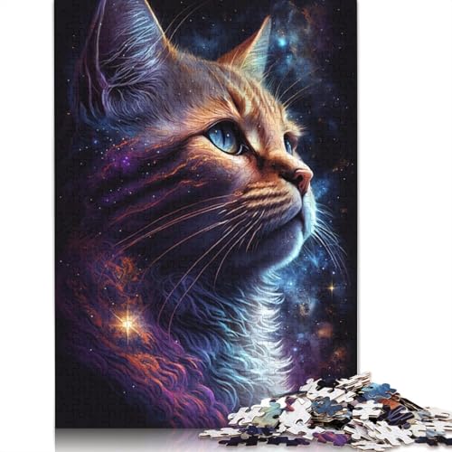 Puzzle für Erwachsene, Galaxy Cat, lustige Puzzles für Erwachsene, 1000-teiliges Kartonpuzzle für Erwachsene und Kinder ab 12 Jahren, Spielzeug, Denkspiel (Größe 38 x 26 cm) von LiJianXXS