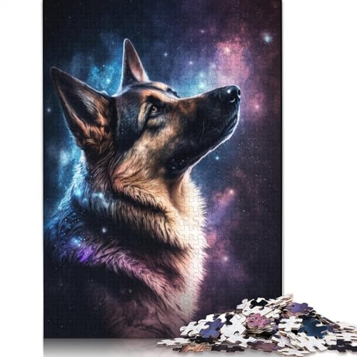 Puzzle für Erwachsene, Galaxy Deutscher Schäferhund, 1000-teiliges Puzzle aus Pappe für Erwachsene und Kinder ab 12 Jahren, Spielzeug, Denkspiel (Größe 38 x 26 cm) von LiJianXXS