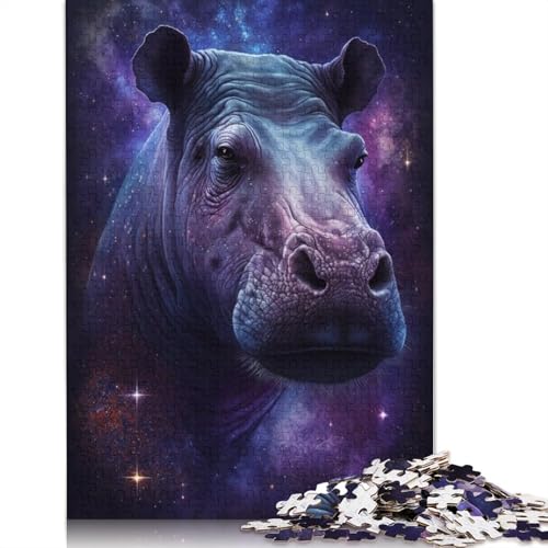 Puzzle für Erwachsene, Galaxy Space Hippo, 1000-teiliges Puzzle aus Pappe, Puzzle für Erwachsene und Kinder ab 12 Jahren, Spielzeug, Denkspiel (Größe 38 x 26 cm) von LiJianXXS