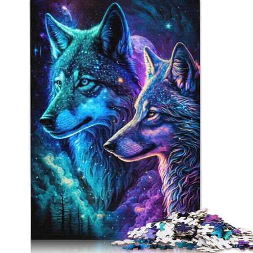 Puzzle für Erwachsene, Galaxy Wolf, lustiges Puzzle für Erwachsene, 1000-teiliges Holzpuzzle für Erwachsene und Kinder ab 12 Jahren, Spielzeug, Denkspiel (Größe 75 x 50 cm) von LiJianXXS