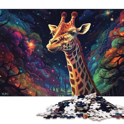 Puzzle für Erwachsene, Giraffe im Weltraum, 1000 Teile, Puzzle aus Holz für Erwachsene und Kinder ab 12 Jahren, tolles Geschenk für Erwachsene 75x50cm/1000 Teile von LiJianXXS