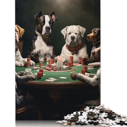 Puzzle für Erwachsene, Hunde Spielen Poker, 1000 Teile, Puzzle aus Karton, Puzzle für Erwachsene und Kinder ab 12 Jahren, Lernspiel, Herausforderungsspielzeug, Größe: 38 x 26 cm von LiJianXXS