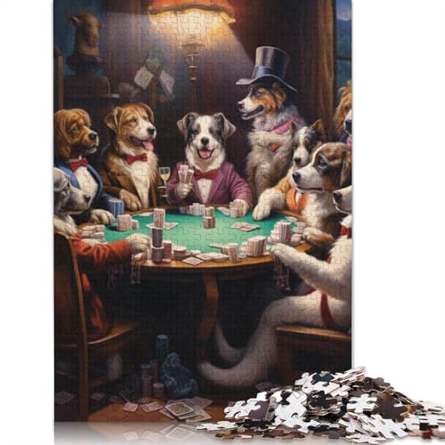 Puzzle für Erwachsene, Hunde Spielen Poker, 1000-teiliges Puzzle aus Pappe für Erwachsene und Kinder, tolles Geschenk für Erwachsene, Größe: 38 x 26 cm von LiJianXXS