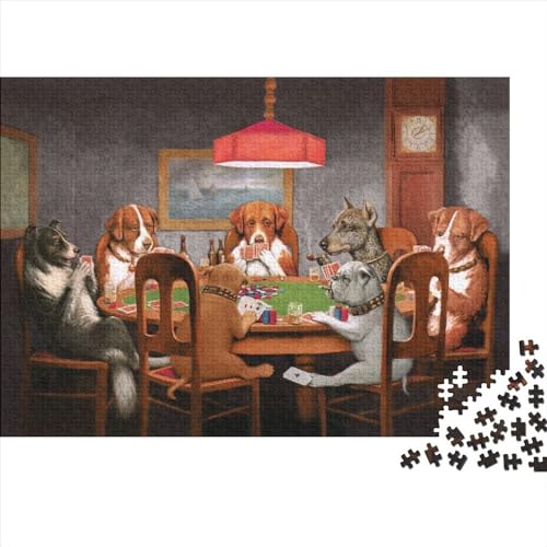 Puzzle für Erwachsene, Hunde Spielen Poker, Puzzle 1000 Teile für Erwachsene, Holzpuzzle für Erwachsene und Kinder ab 12 Jahren, Familienpuzzlespiel, Größe 50 x 75 cm von LiJianXXS