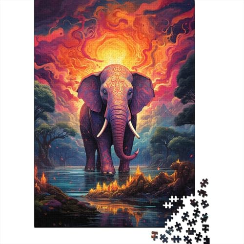 Puzzle für Erwachsene, Indischer Elefant, Puzzle 1000 Teile für Erwachsene, Holzpuzzle für Erwachsene und Kinder ab 12 Jahren zur Heimdekoration 29,53x19,69 Zoll von LiJianXXS