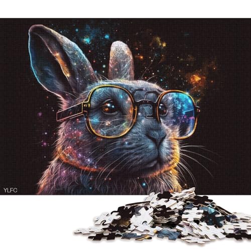 Puzzle für Erwachsene, Kaninchen mit Brille, 1000-teiliges Puzzle, Holzpuzzle für Erwachsene und die Familie, tolle Geschenke und Spielzeuge 75x50cm/1000 Teile von LiJianXXS