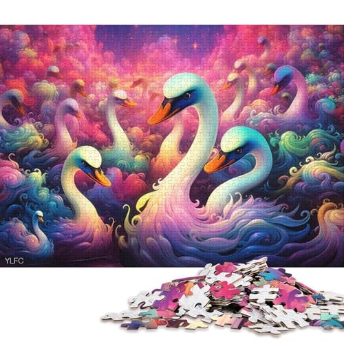 Puzzle für Erwachsene, Kunsttiere, Flamingos, 1000 Teile, Puzzle für Erwachsene, Holzpuzzle für Erwachsene und Kinder ab 12 Jahren, tolles Geschenk für Erwachsene (Größe 75 * 50 cm) von LiJianXXS