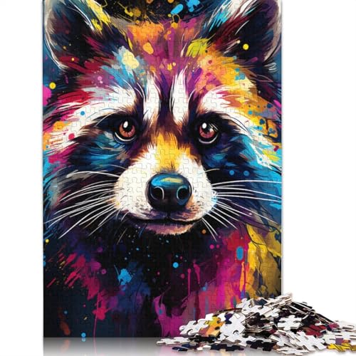 Puzzle für Erwachsene, Malen, Bunter Waschbär, 1000-teiliges Puzzle, Holzpuzzle für Erwachsene und Familien, anspruchsvolles Spielpuzzle, 75 x 50 cm von LiJianXXS