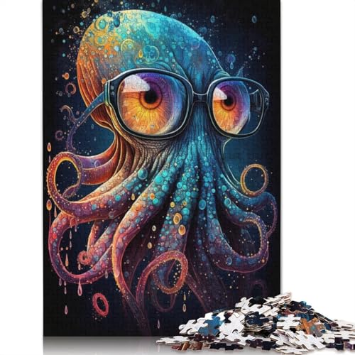 Puzzle für Erwachsene, Oktopus mit Brille, 1000-teiliges Puzzle aus Pappe für Erwachsene und Kinder ab 12 Jahren, Spielzeug, Denkspiel (Größe 38 x 26 cm) von LiJianXXS