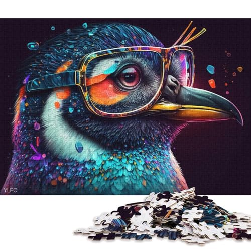 Puzzle für Erwachsene, Pinguin mit Brille, 1000-teiliges Puzzle aus Karton für Kinder ab 12 Jahren, Lernspiel 38x26cm/1000 Teile von LiJianXXS