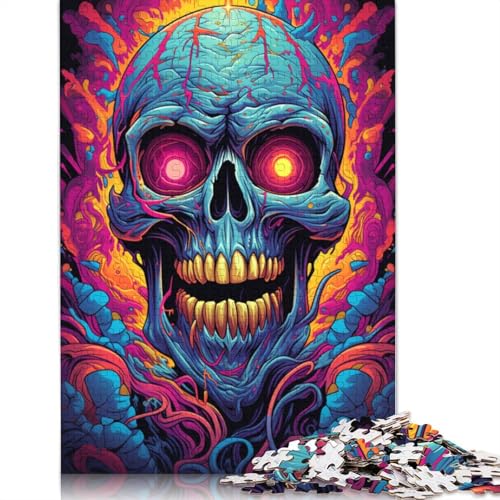 Puzzle für Erwachsene, Puzzle, psychedelisches Gemälde, bunter Totenkopf, 1000 Teile, Puzzle, Holzpuzzle für Erwachsene und Kinder ab 12 Jahren, Cartoon-Puzzle, 75 x 50 cm von LiJianXXS