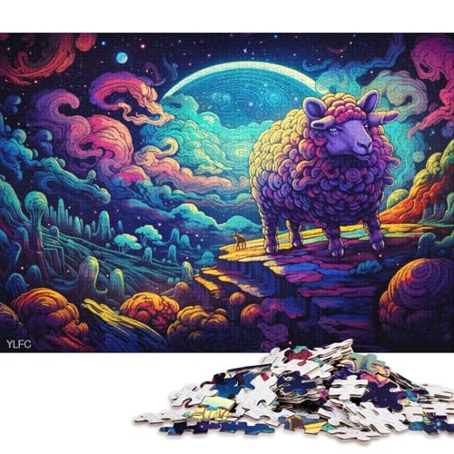 Puzzle für Erwachsene, Schafe im Weltraum, Puzzle für Erwachsene, 1000-teiliges Holzpuzzle, Teenager und Kinder, Geschenk für Erwachsene und Kinder 75x50cm/1000 Teile von LiJianXXS