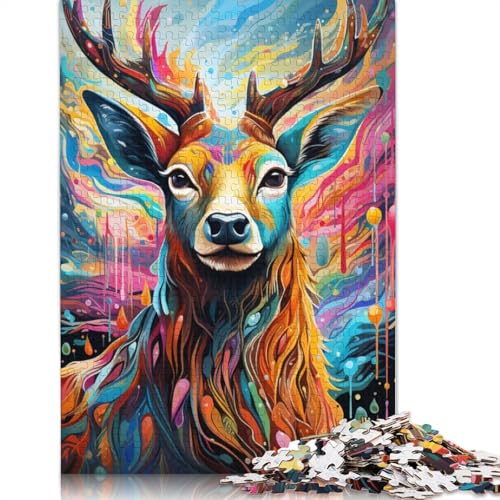 Puzzle für Erwachsene, Tier-Elch, 1000 Teile, Puzzle aus Karton, Puzzle für Erwachsene und Kinder ab 12 Jahren, Lernspiel, Herausforderungsspielzeug, Größe: 38 x 26 cm von LiJianXXS