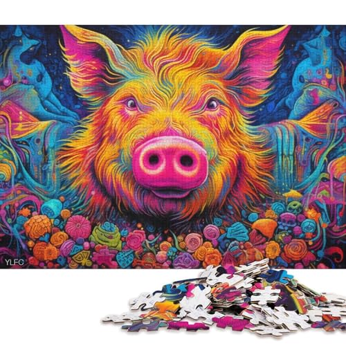 Puzzle für Erwachsene, Tierkunst, Schwein, Puzzle für Erwachsene, 1000 Teile, Kartonpuzzle für Erwachsene und Kinder ab 12 Jahren, tolles Geschenk für Erwachsene (Größe 38 * 26 cm) von LiJianXXS