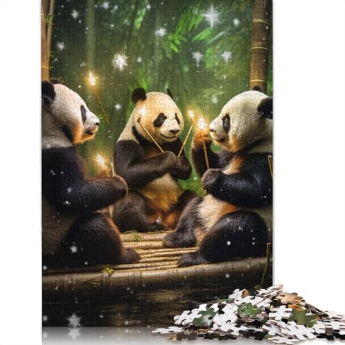 Puzzle für Erwachsene, Tierpanda, 1000 Teile, Puzzle aus Karton, Puzzle für Erwachsene und Kinder ab 12 Jahren, Lernspiel, Herausforderungsspielzeug, Größe: 38 x 26 cm von LiJianXXS