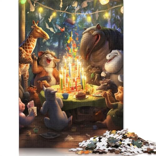 Puzzle für Erwachsene, Tierparty, 1000 Teile, Kartonpuzzle für Erwachsene und Kinder ab 12 Jahren, Herausforderungsspielzeug, Größe: 38 x 26 cm von LiJianXXS