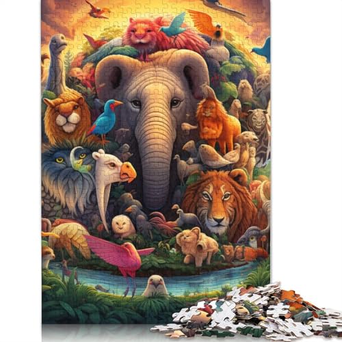 Puzzle für Erwachsene, Tierparty, 1000-teiliges Puzzle, Holzpuzzle für Erwachsene und Kinder, tolles Geschenk für Erwachsene, Größe: 75 x 50 cm von LiJianXXS