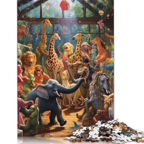 Puzzle für Erwachsene, Tierparty-Puzzle für Erwachsene, 1000 Holzpuzzles für Erwachsene und Kinder ab 12 Jahren, Rätselgröße: 75 x 50 cm von LiJianXXS