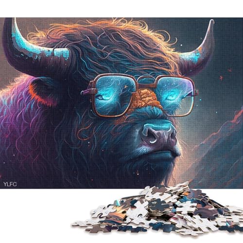 Puzzle für Erwachsene, Yak mit Brille, Puzzle 1000 Teile für Erwachsene, Kartonpuzzle für Kinder ab 12 Jahren zur Heimdekoration 38x26cm/1000 Teile von LiJianXXS