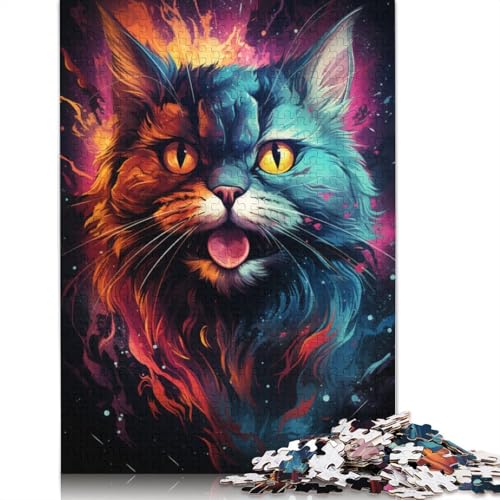 Puzzle für Erwachsene, farbenfrohe psychedelische Katzen von Demonic Cosmic Cats. Puzzle für Erwachsene, 1000 Teile, Holzpuzzle für Erwachsene und Kinder ab 12 Jahren, für Erwachsene, Puzzle-Geschenke von LiJianXXS